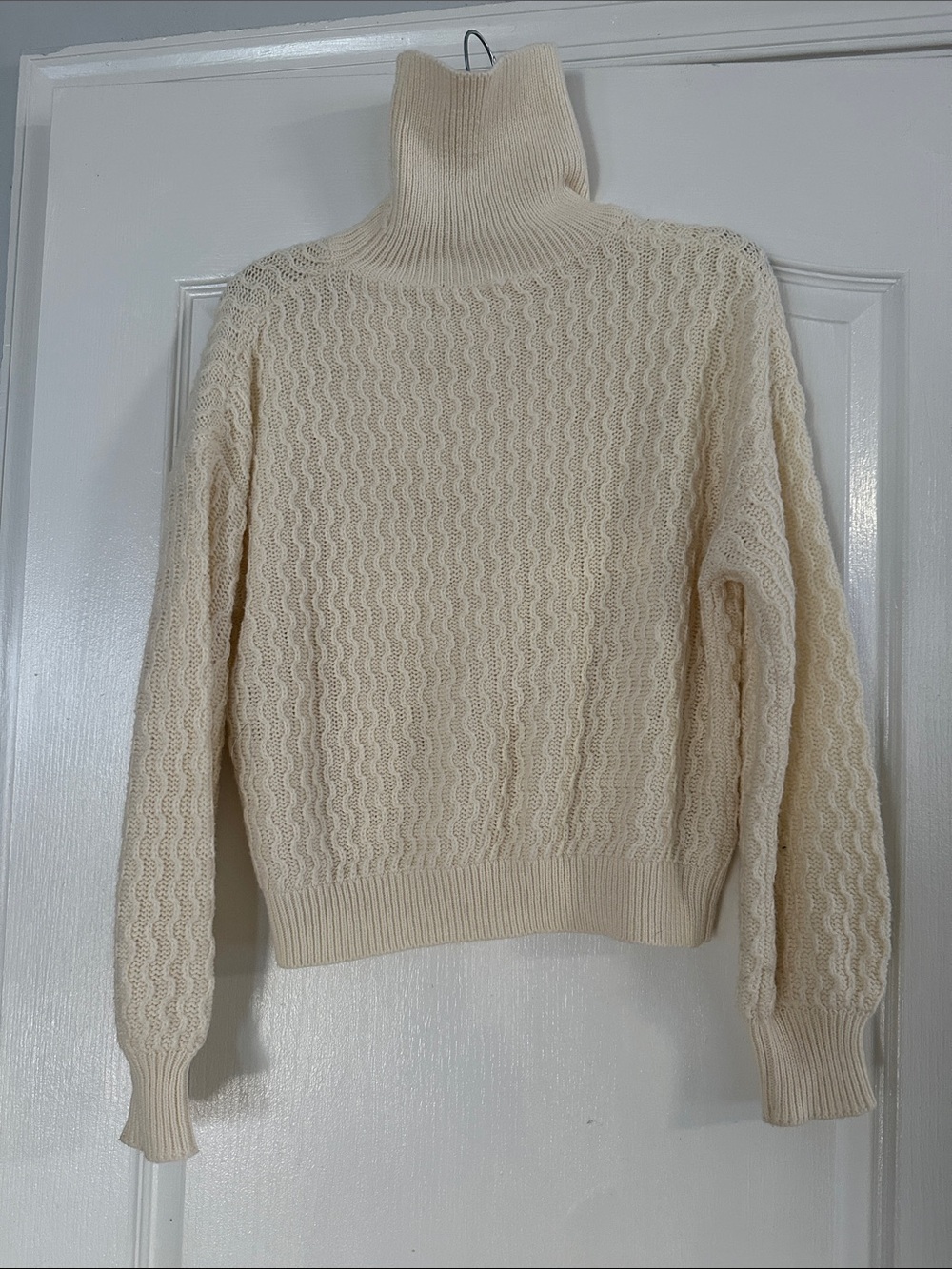 SHEIN Cream Cable Knit Turtleneck Sweater